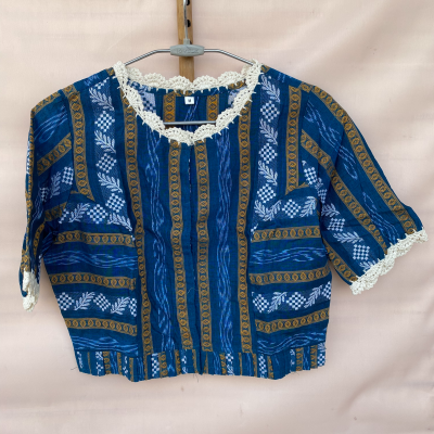 Blouse Top - Crochet on Sambalpuri Ikkat