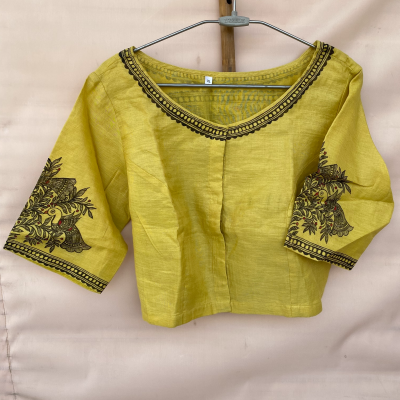 Blouse Top - Madhubani Hand art on Cotton Tissue