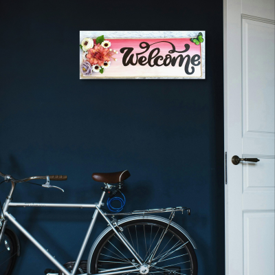 Hand painted floral Welcome Board