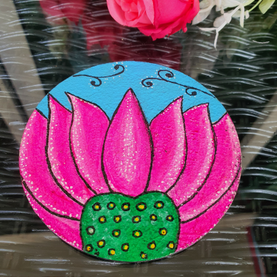 Beautiful Lotus pattern Hand Painted coaster