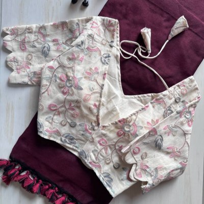 Khadi Cotton Saree Blouse combo