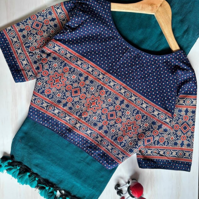 Khadi Cotton Saree Blouse combo
