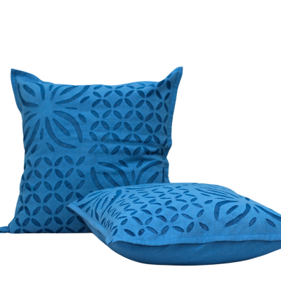 Reverse Applique Pure Cotton Cushion Cover (Blue) (set of 2)