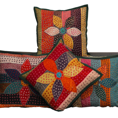 Badka Phool Applique Cushion Cover (set of 4)