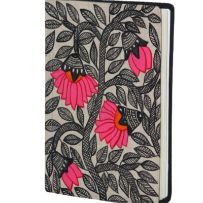 Lotus Design on Madhubani Handpainted Silk Diary