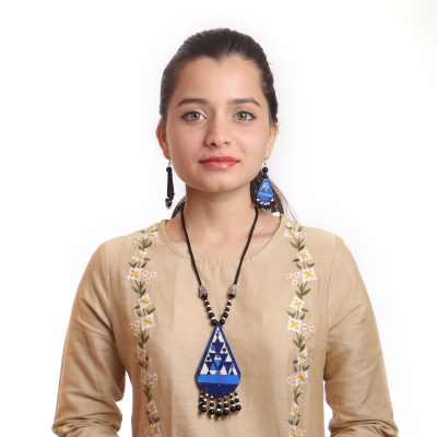 Handmade Handpainted Warli MDF Jewellery (BLUE /BLACK)