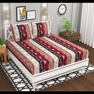 Kanaklata Jaipuri Printed Polycotton Double Bedsheet with 2 Pillow Covers