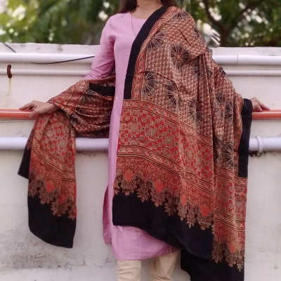 PAKEEZA - Premium Modal Silk ,Natural Dye,Ajrakh Hand Block Printed Duppatta