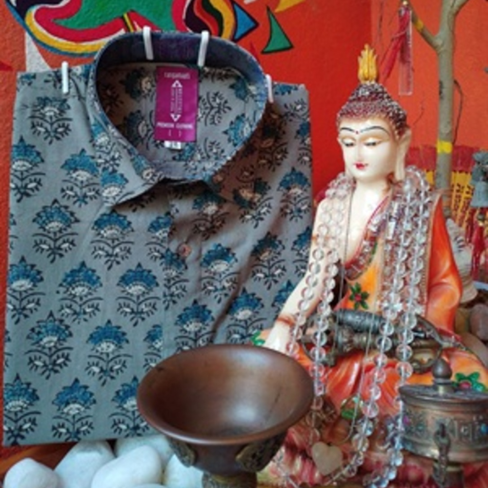 Organic Dye Hand Dyed & Ajrakh Hand Block Printed Cotton T Shirt