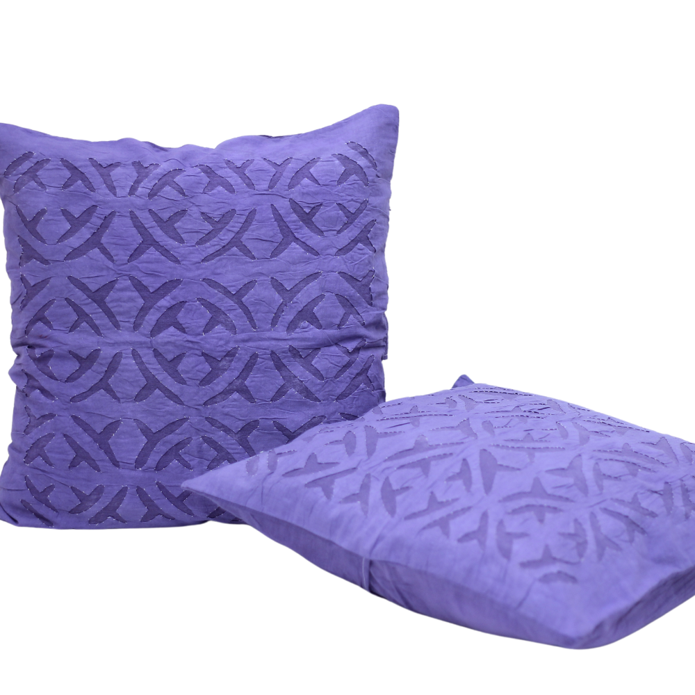 Reverse Applique Pure Cotton Cushion Cover (Purple)(Set of2)