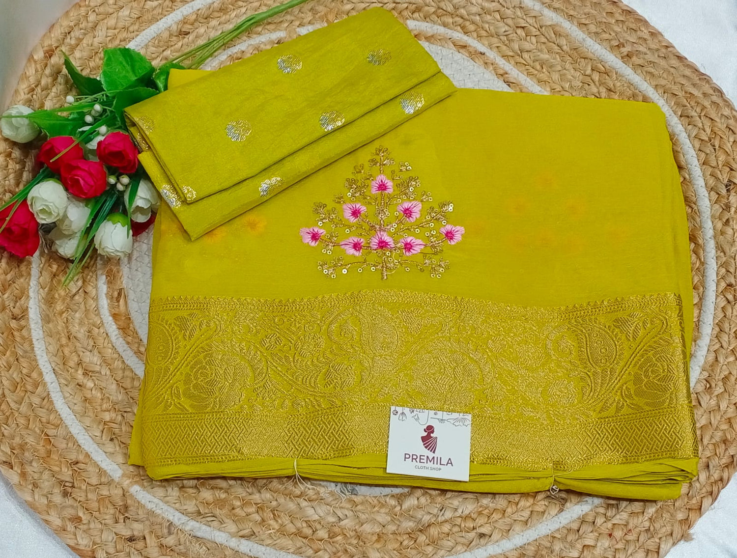 Saiyaraa Saree with hand-embroidered floral buttas