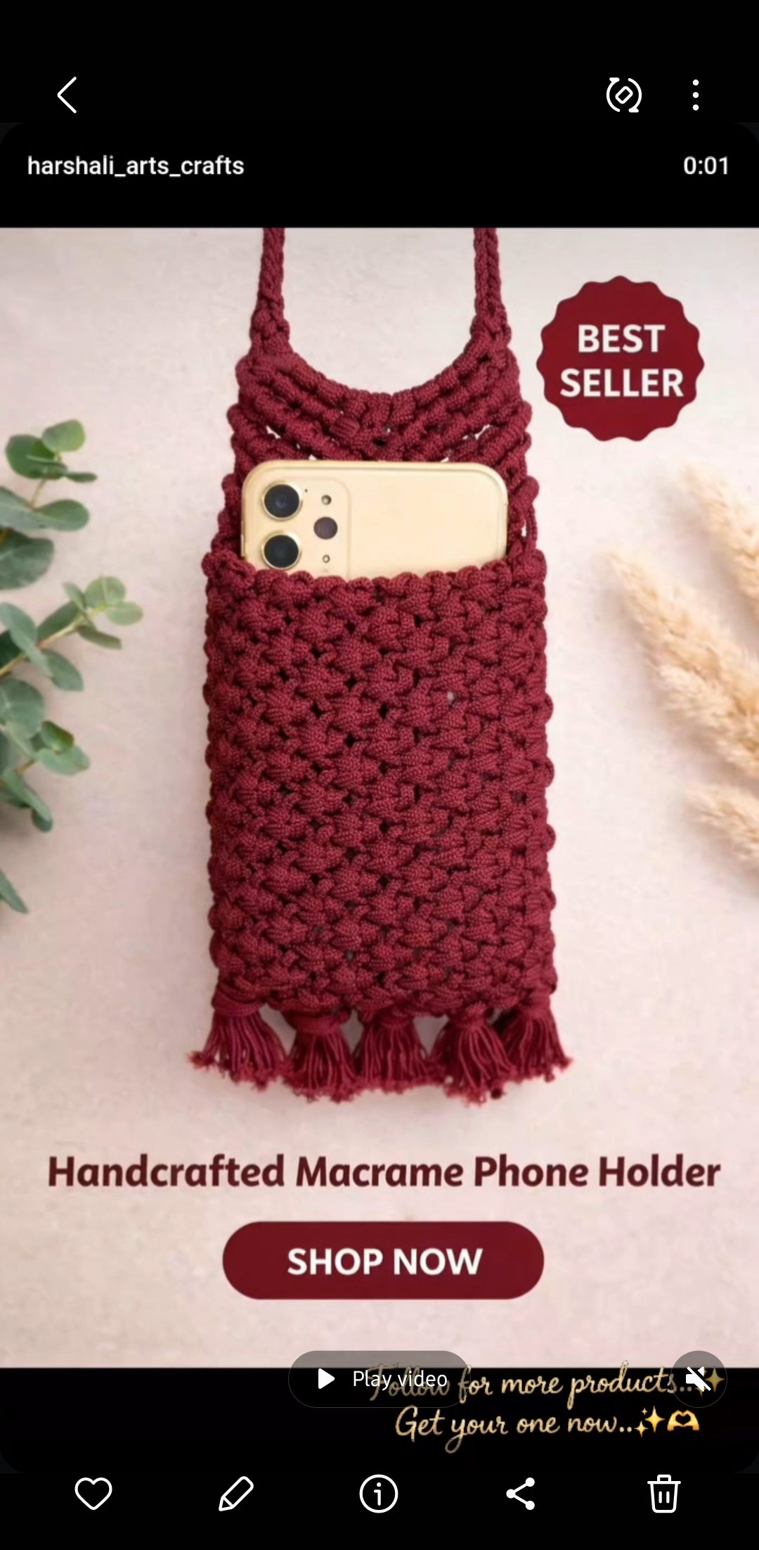 Macrame mobile holder