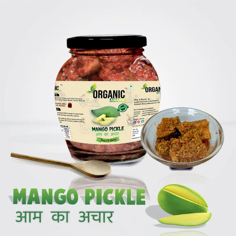 Smoked Homemade Mango Pickle 500gram | Khatta Aam ka Achar Neemwood Spoon | Preservatives Free with Ayodhya Ram Keri | Low Salt
