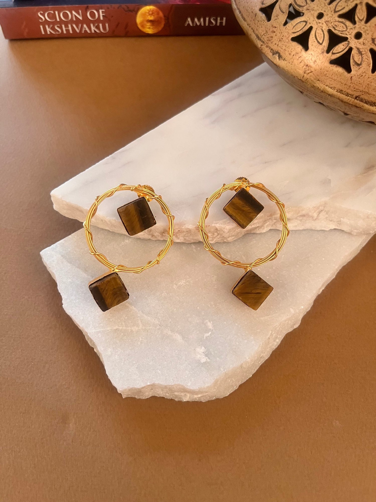 Wooden Brass Earrings