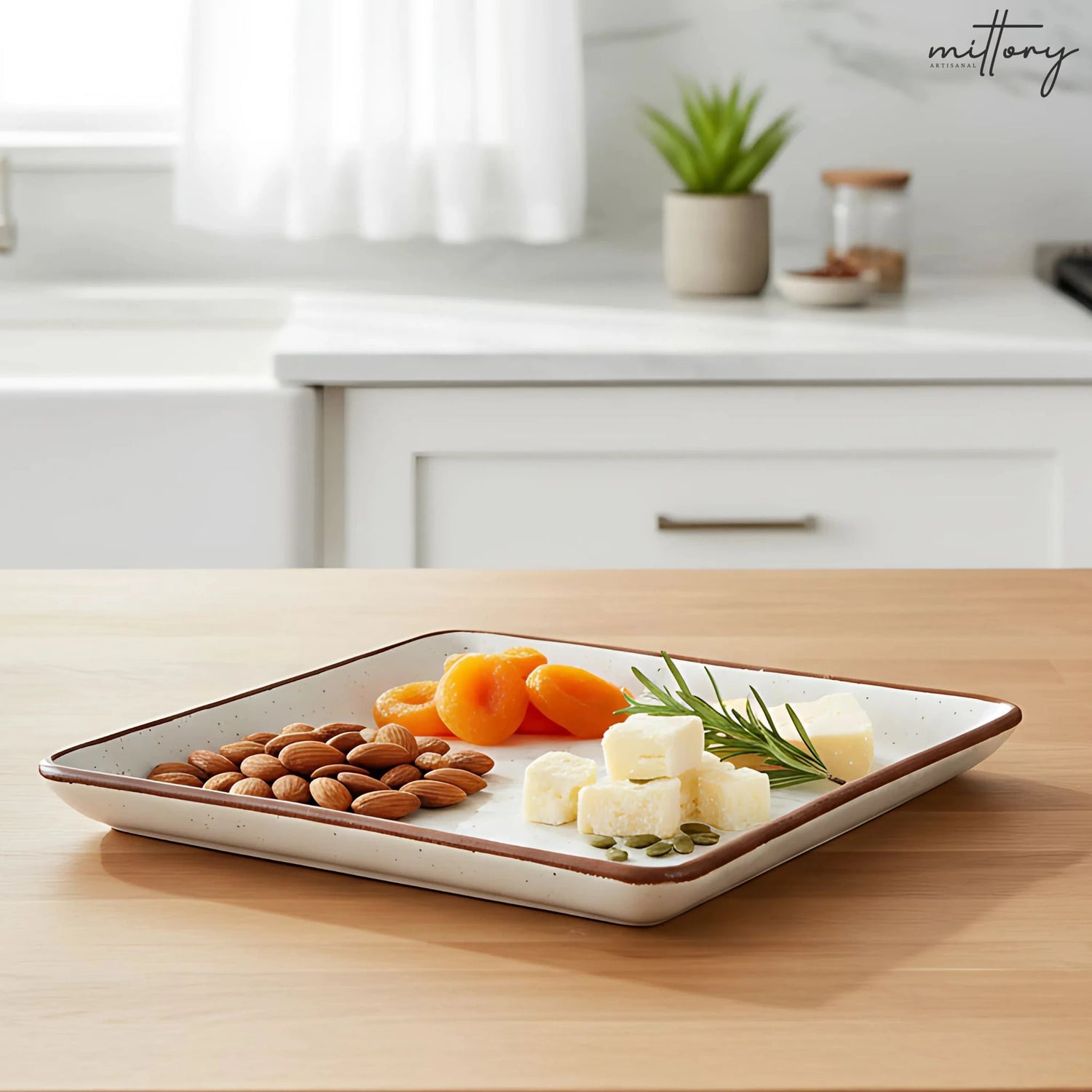 Mittory Stylish Handmade Ceramic Salad Bowl – Dual Tone, Microwave Safe Fiber Glass Microwave Turntable Plate