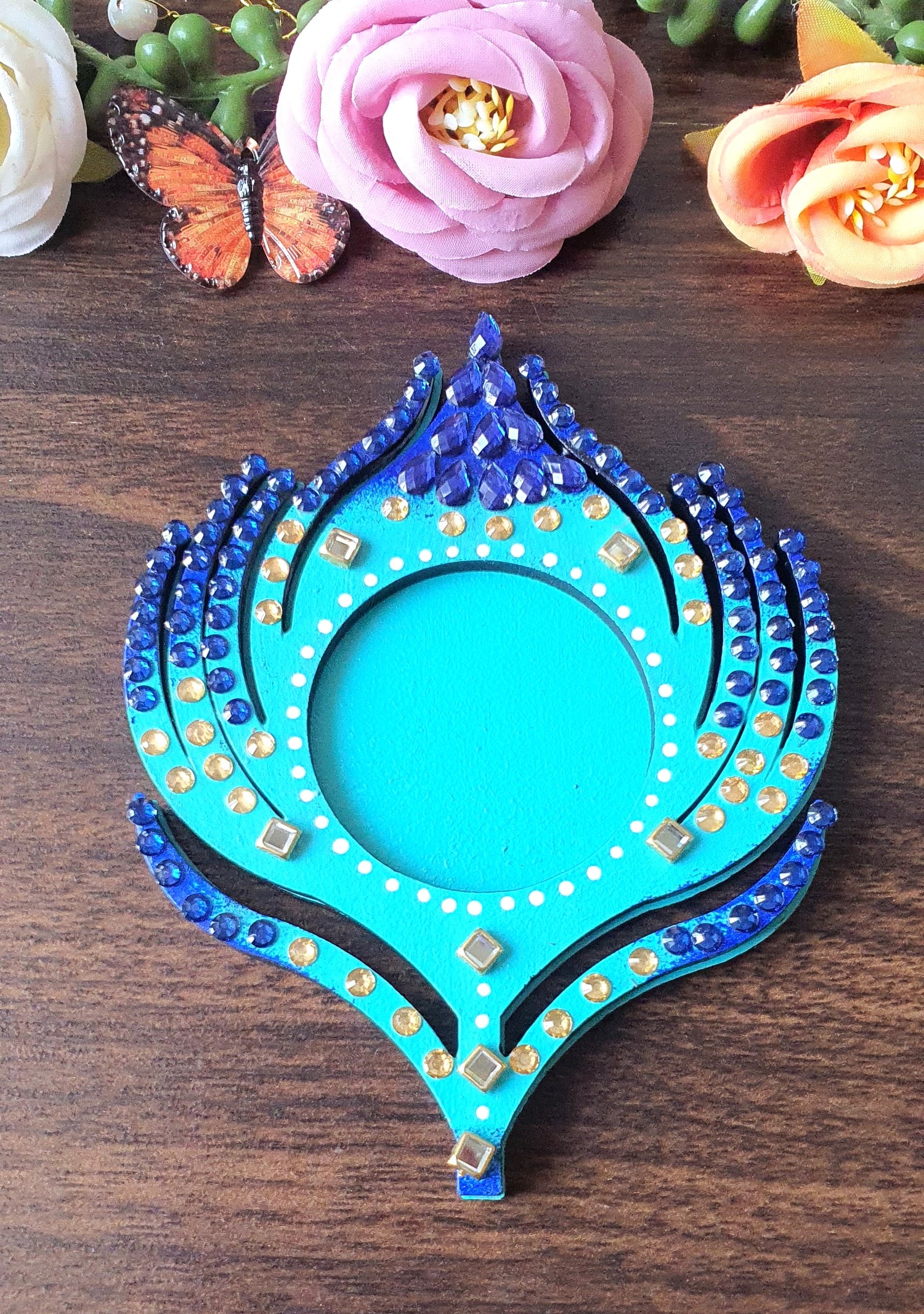 Peacock feather Designed Tea light Holders  Set