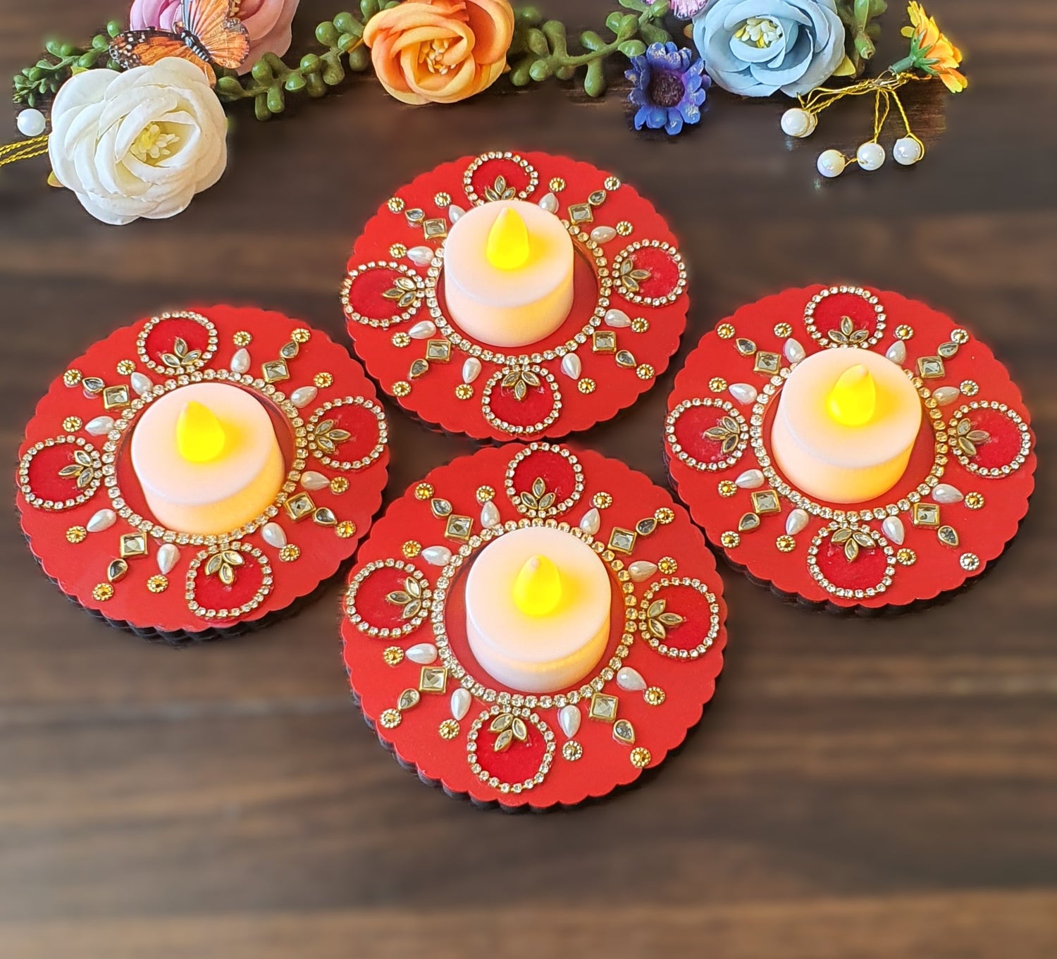 Beautiful Tea Light holders with Stones