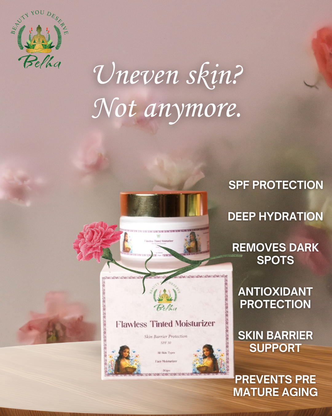 Belha Naturals Flawless Tinted Moisturizer with SPF 30