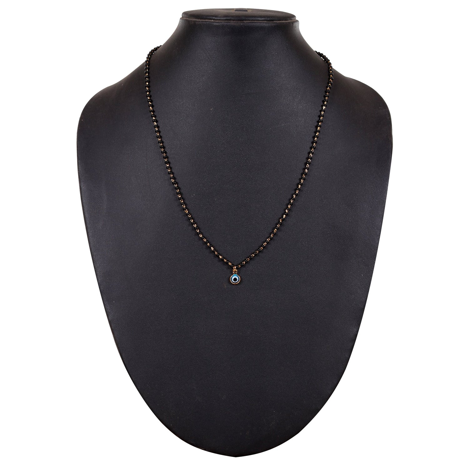 JHB Gold Plated Black Bead And Evil Eye Stone Mangalsutra For Women