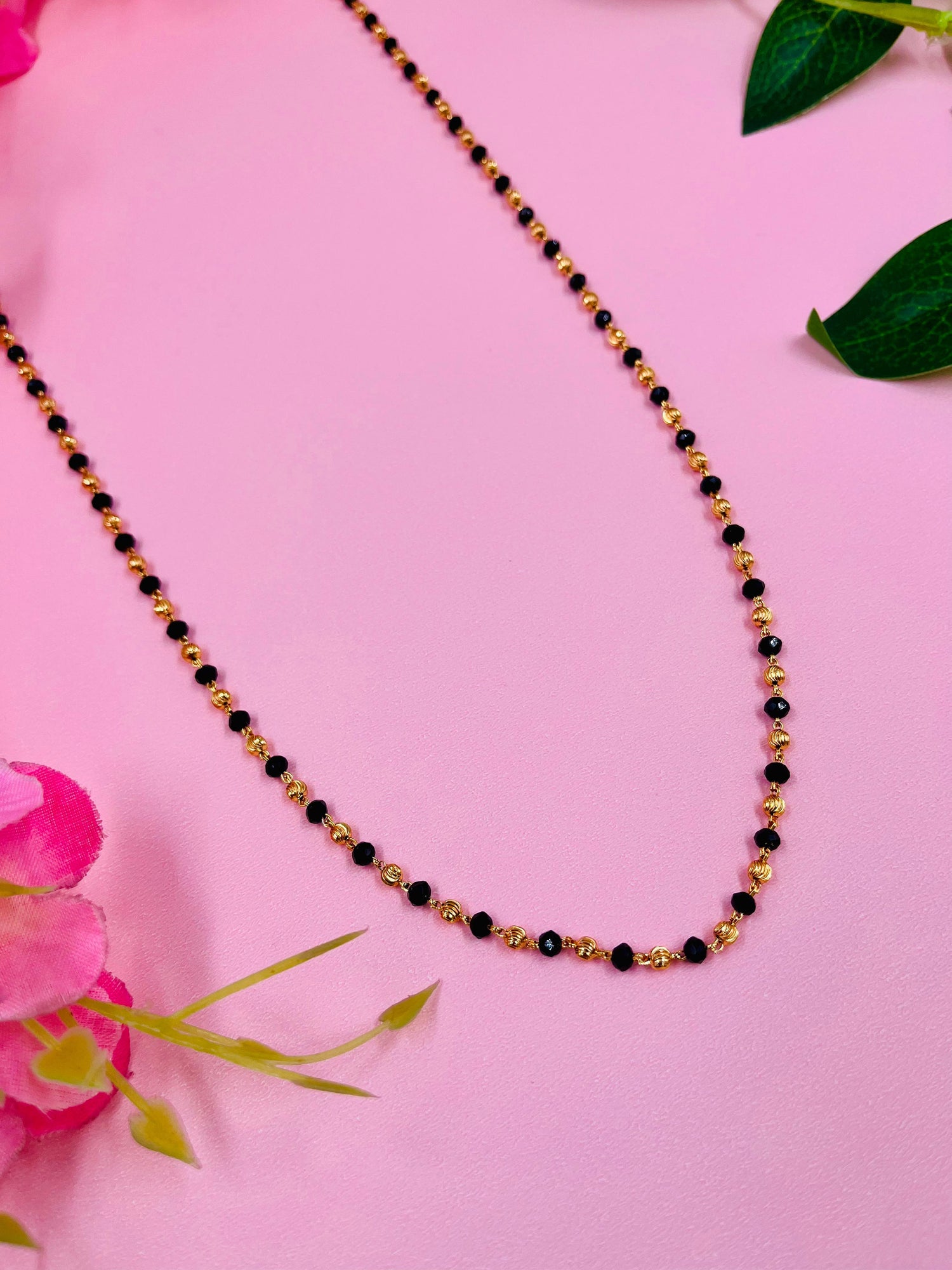 JHB Women Traditional Black Bead Chain and Gold Plated Neck Chain for Women & Girls Wedding, Engagement and Anniversary