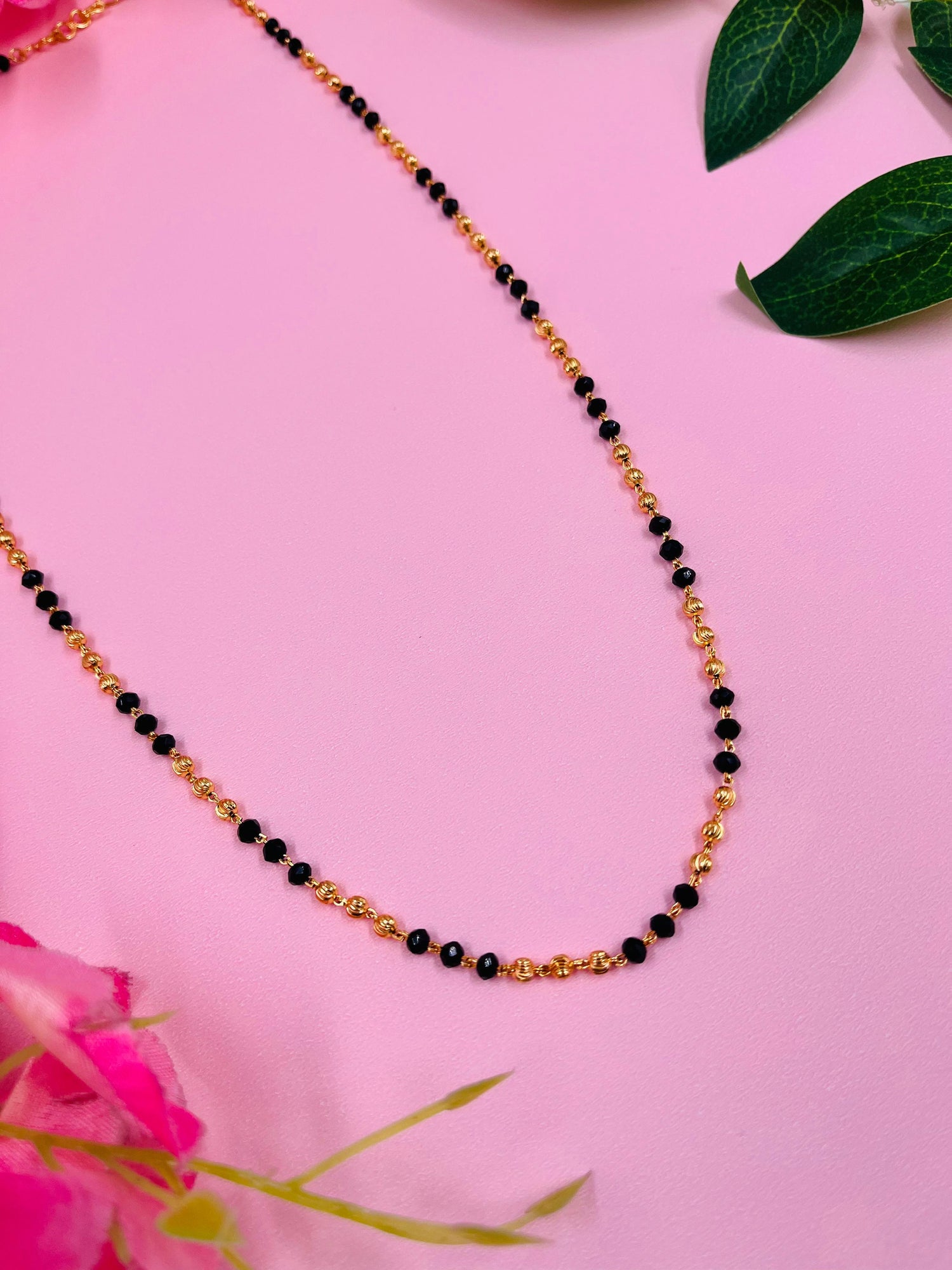 JHB Women Traditional Black Bead Chain and Gold Plated Neck Chain for Women & Girls Wedding, Engagement and Anniversary