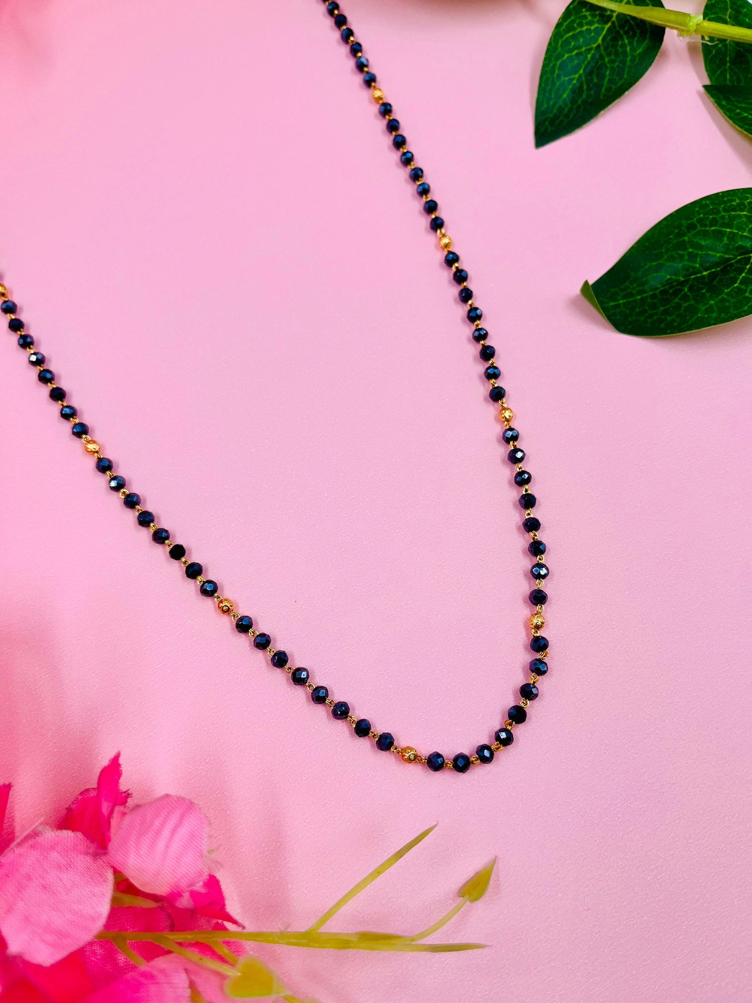 JHB Women Traditional Black Bead Chain and Gold Plated Neck Chain for Women & Girls Wedding, Engagement and Anniversary