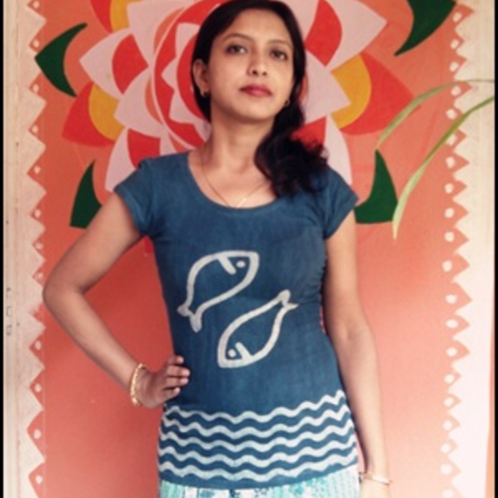 Organic Indigo Hand Dyed & tarapur Hand Block Printed Cotton T Shirt 2
