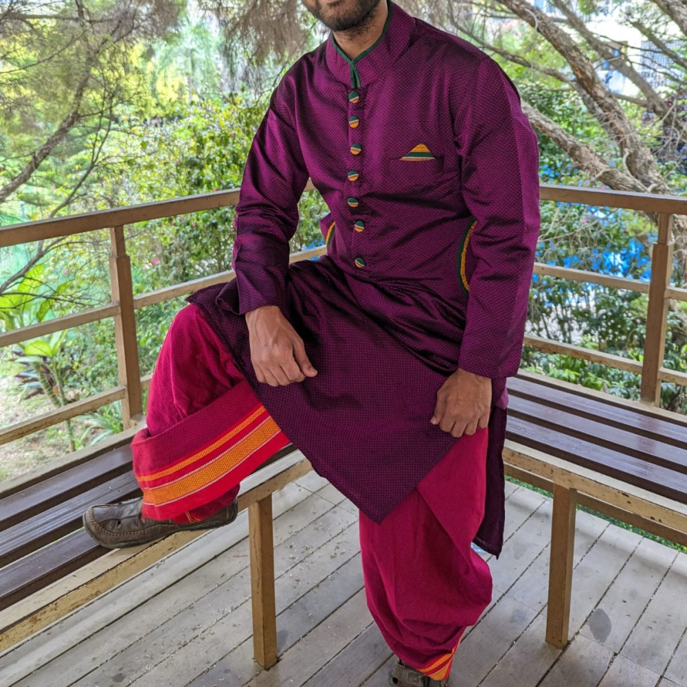 Men's coat style designer kurta with dhoti pant