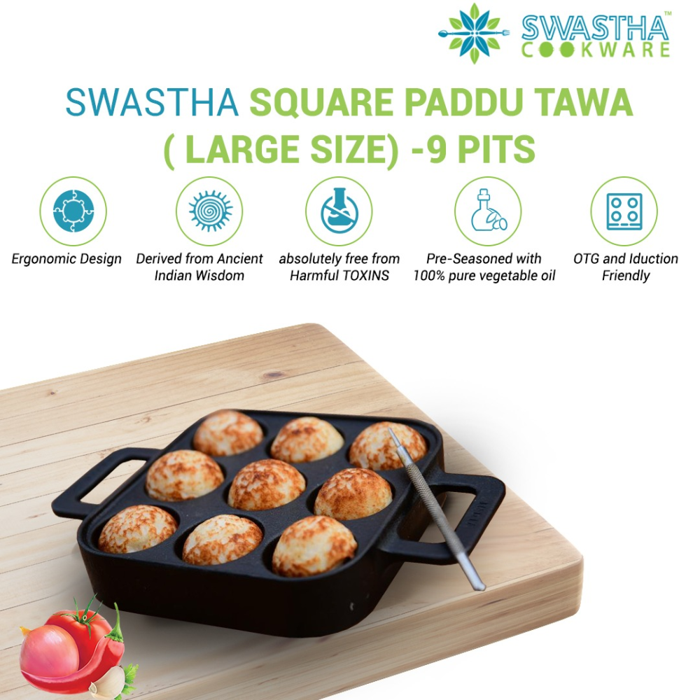 Swastha Cookware Cast Iron Paddu/Paniyar Tawa Big