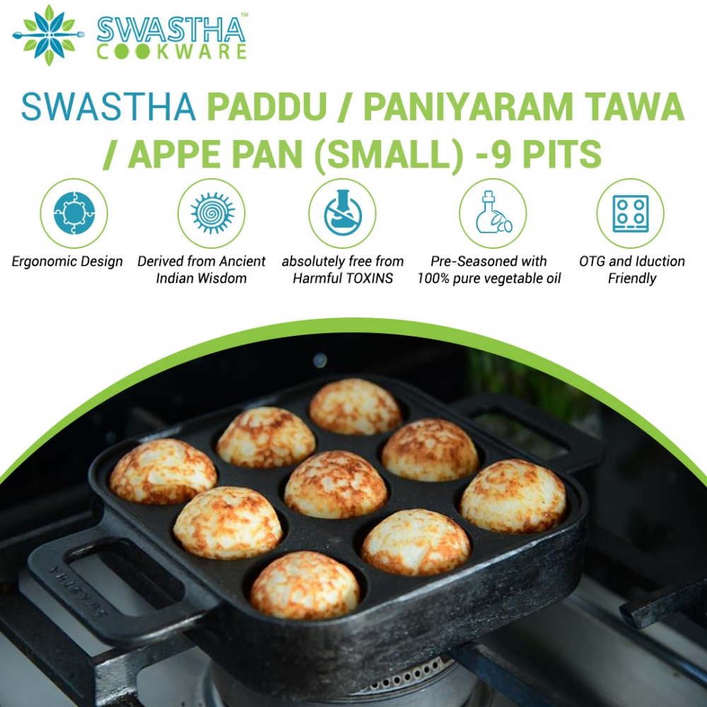 Swastha Cookware Cast Iron Small Paddu/Paniyar Tawa