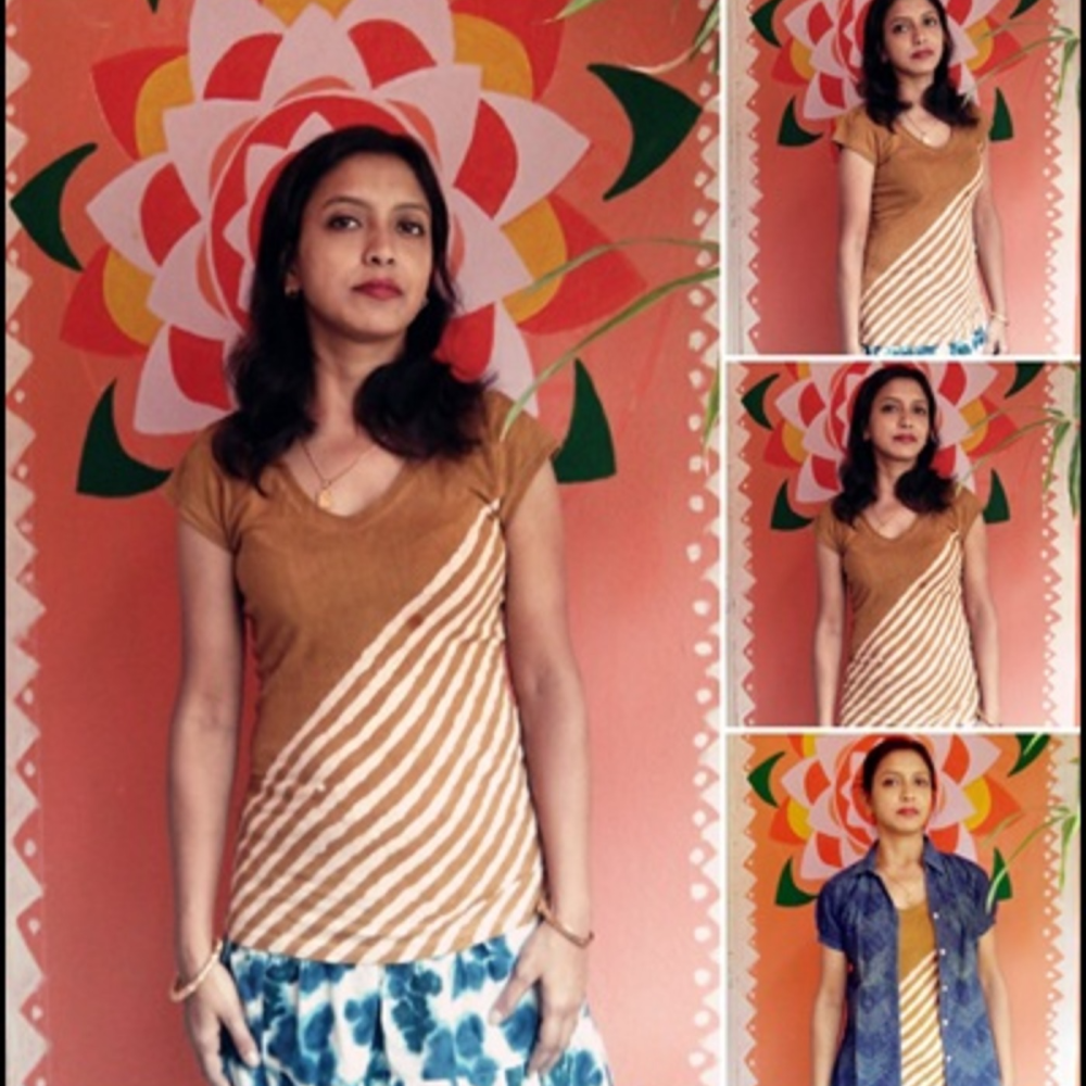 Organic Hand Dyed & tarapur Hand Block Printed Cotton T Shirt